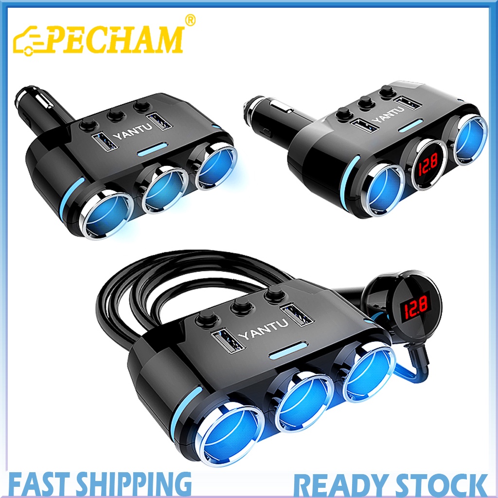 Tẩu sạc PECHAM chia 3 cổng USB DC 12V/24V 100W đa chức năng cho xe hơi tiện dụng