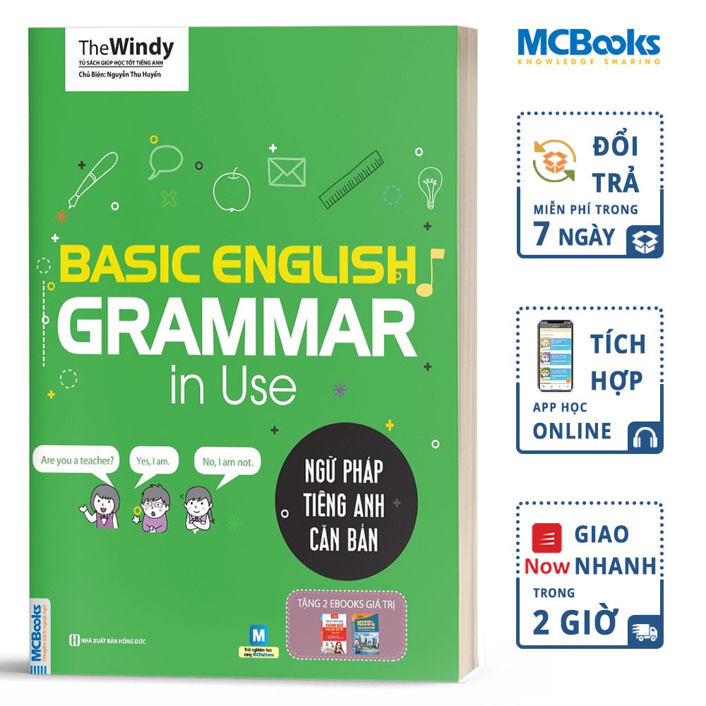 Sách - Ngữ Pháp Tiếng Anh Căn Bản Phiên Bản Bìa Xanh 1 Màu Dành Cho Người Mới Bắt Đầu - Kèm App Học Online