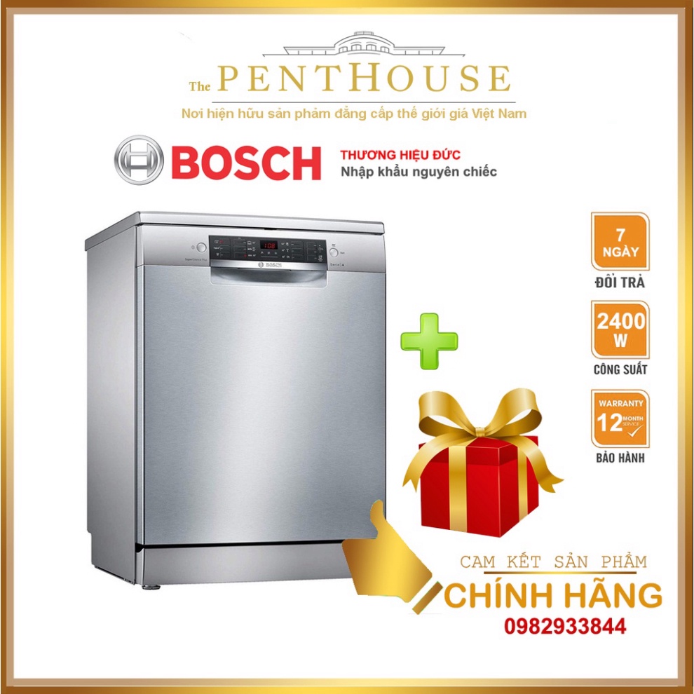 Máy rửa bát Bosch của Đức SMS46MI07E Seri, công suất 2400W, bảo hành 12 tháng