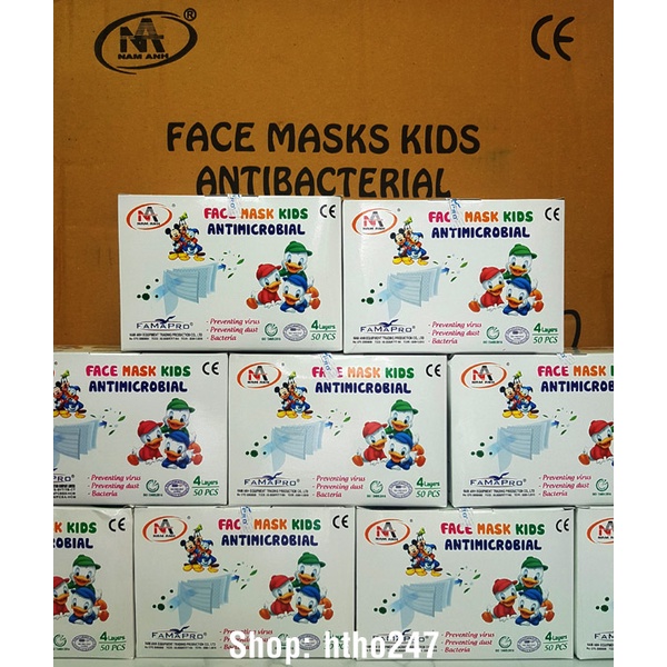 Hộp 50 cái Khẩu trang y tế trẻ em 4 lớp FAMAPRO (Nam Anh)