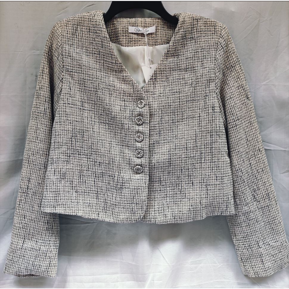 [SẴN] Áo khoác blazer dáng ngắn cá tính cho nữ dài tay công sở thanh lịch - Vest Dạ Màu Xám Sang Chảnh AO056