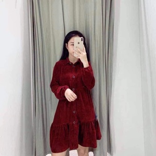 Váy nhung đỏ 490