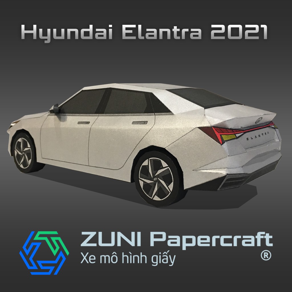 Bộ KIT Xe mô hình giấy Hyundai Elantra 2021 của ZUNI Papercraft