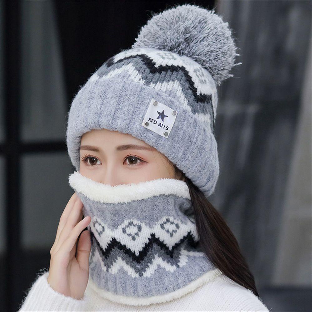 Set 2 Mũ Len Kèm Khăn Choàng Cổ Giữ Ấm Mùa Đông MIHAN1