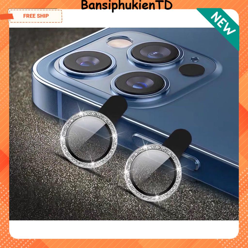 Bộ Dán Mắt Camera iPhone 13 ProMax , 13 Pro , 13 , 12 ProMax , 12 , 11 ProMax , 11 Phủ Kim Tuyến Lấp Lánh