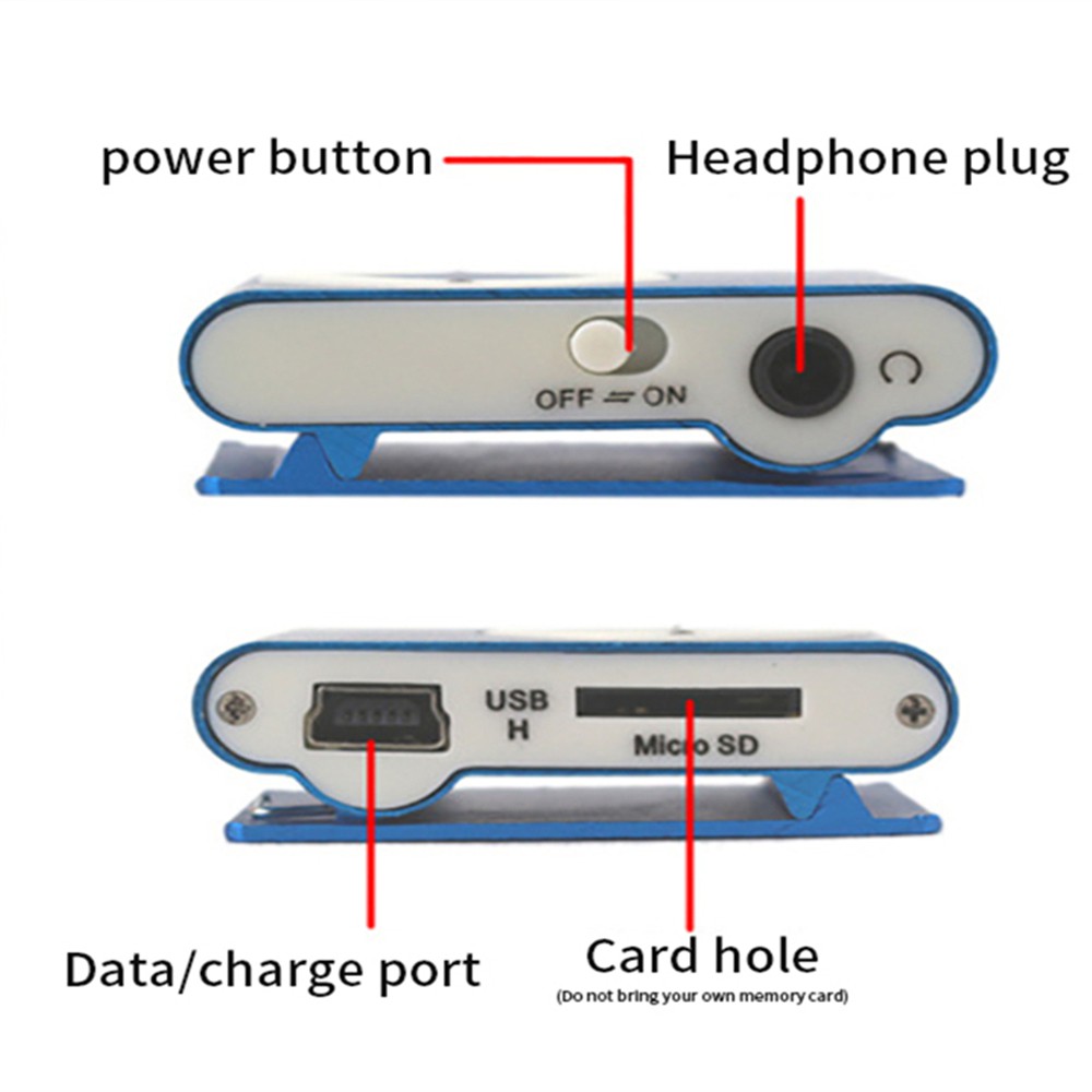 Máy Nghe Nhạc Mp3 Mini Bằng Kim Loại Có Kẹp Gắn Thẻ Nhớ Màu Tím