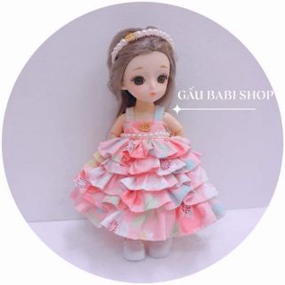 Đầm tầng tặngcài tóc cho búp bê 1/8 bjd, bru, baboliy, blythe, animator, babies, xinji