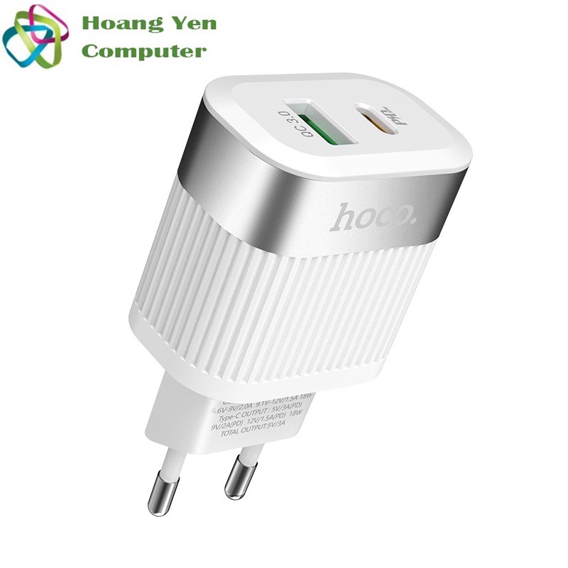 Cốc Sạc Nhanh Hoco C58A QC3.0 Hổ trợ Power Delivery 18W - BH 1 năm | Cốc Sạc Type C