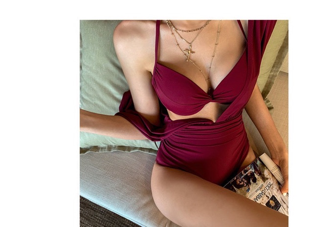 [BKN483] &lt;HÀN&gt; SET BIKINI DÁNG YẾM ĐỎ BURGUNDY KIỂU HÀN (CÓ GỌNG)