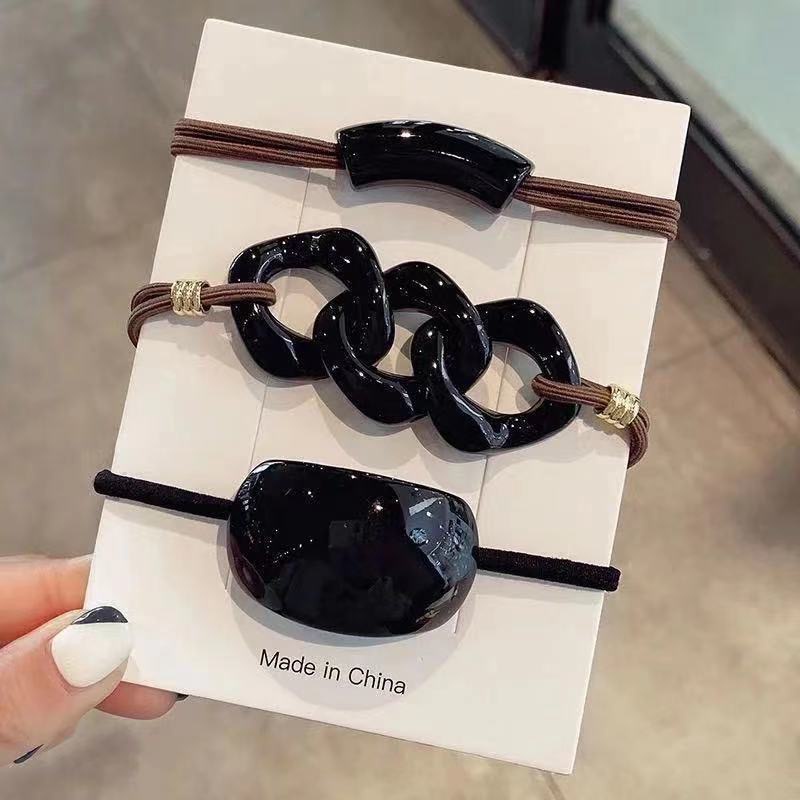 Set 3 Dây Cột Tóc Cao Su Co Giãn Thời Trang Cho Nữ