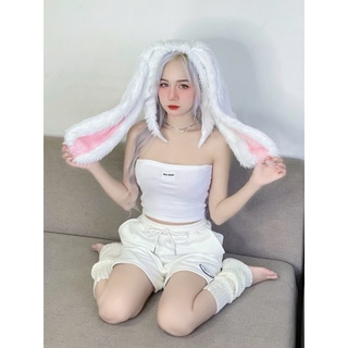 GILLBABY | Áo ống quây ngực cơ bản logo thun gân màu đen trắng sexy năng động-basic tube top