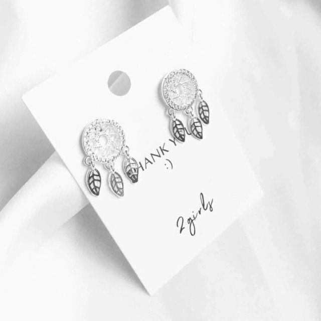 Bông tai bạc 30% dreamcatcher đính đá kiểu hàn quốc đính đá cao cấp cực xinh