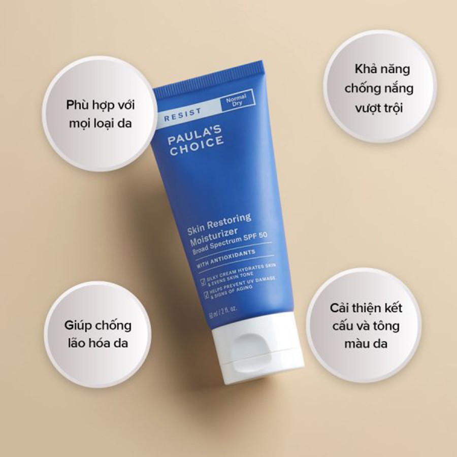 Paulas choice Kem chống nắng dưỡng ẩm tế bào, chống nắng phổ rộng Resist Skin Restoring Moisturizer SPF 50-lamicare-7970