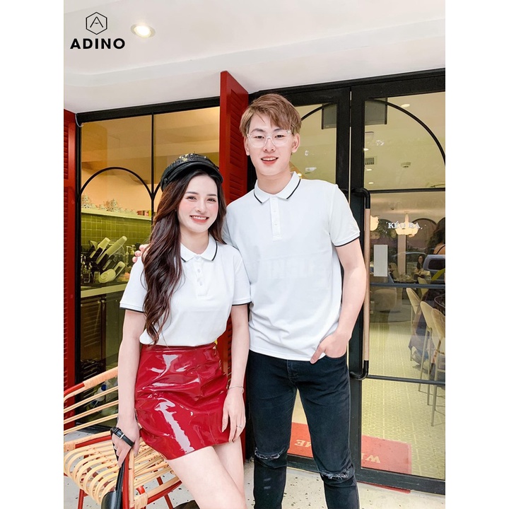 Áo polo đơn áo polo đôi áo polo nhóm ADINO 6 màu phối viền vải cotton co giãn dáng slimfit trẻ trung năng động | BigBuy360 - bigbuy360.vn