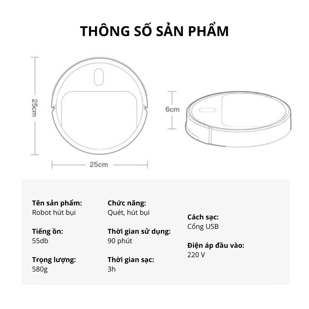 Robot Hút Bụi Jallen Gabor IS25 Thông Minh - Máy Hút Bụi Lau Nhà Tự Động Giá Rẻ