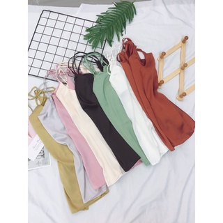 Áo 2 dây nữ basic sơi mảnh vải lụa satin cao cấp
