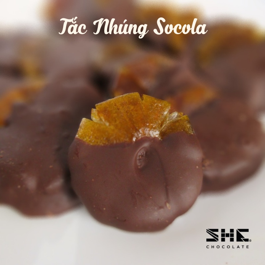 Trái cây nhúng Socola thập cẩm (Mix 4 vị Kiwi, Xoài, Tắc, Cam) -Túi 500g - SHE Chocolate - Quà tặng người thân, ăn vặt