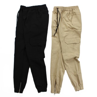 Quần jogger kaki nam khóa zip túi hộp