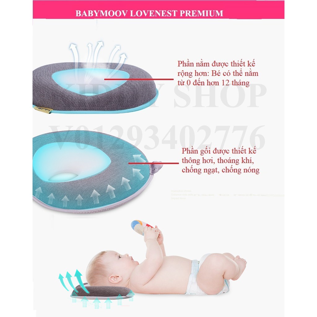 Siêu phẩm "Gối chống bẹp đầu BABYMOOV LOVENEST PREMIUM" ( Gối chống bẹp đầu MODEL MỚI)