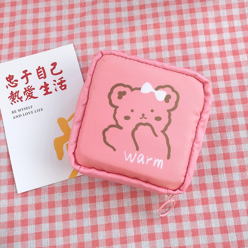 Túi Đựng Băng Vệ Sinh, Đựng Mỹ Phẩm Son Môi Hình Thú Ngộ Nghĩnh Có Khóa Kéo - BooMart