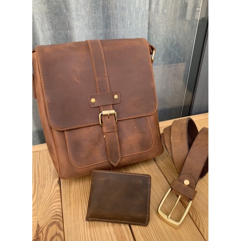 Túi da bò thât , túi da bò đeo chéo | BigBuy360 - bigbuy360.vn