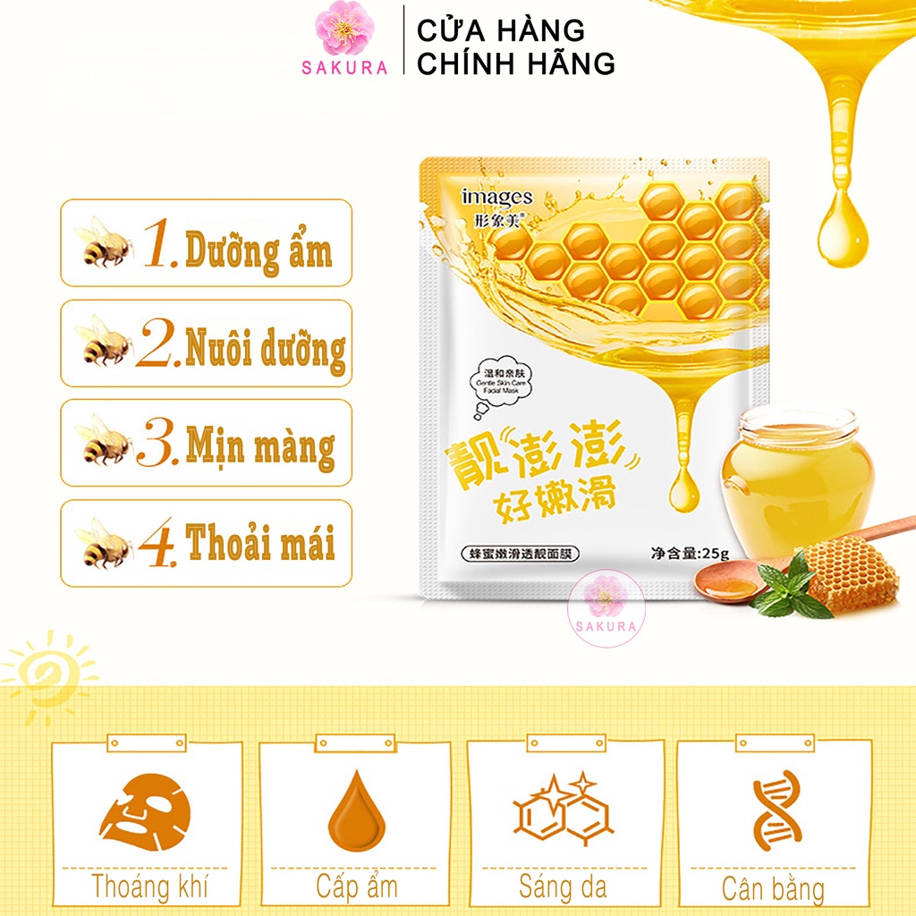 Mặt nạ giấy cấp ẩm IMAGES Mask trắng da dưỡng ẩm nha đam việt quất mật ong nội địa trung SAKURA 25ml