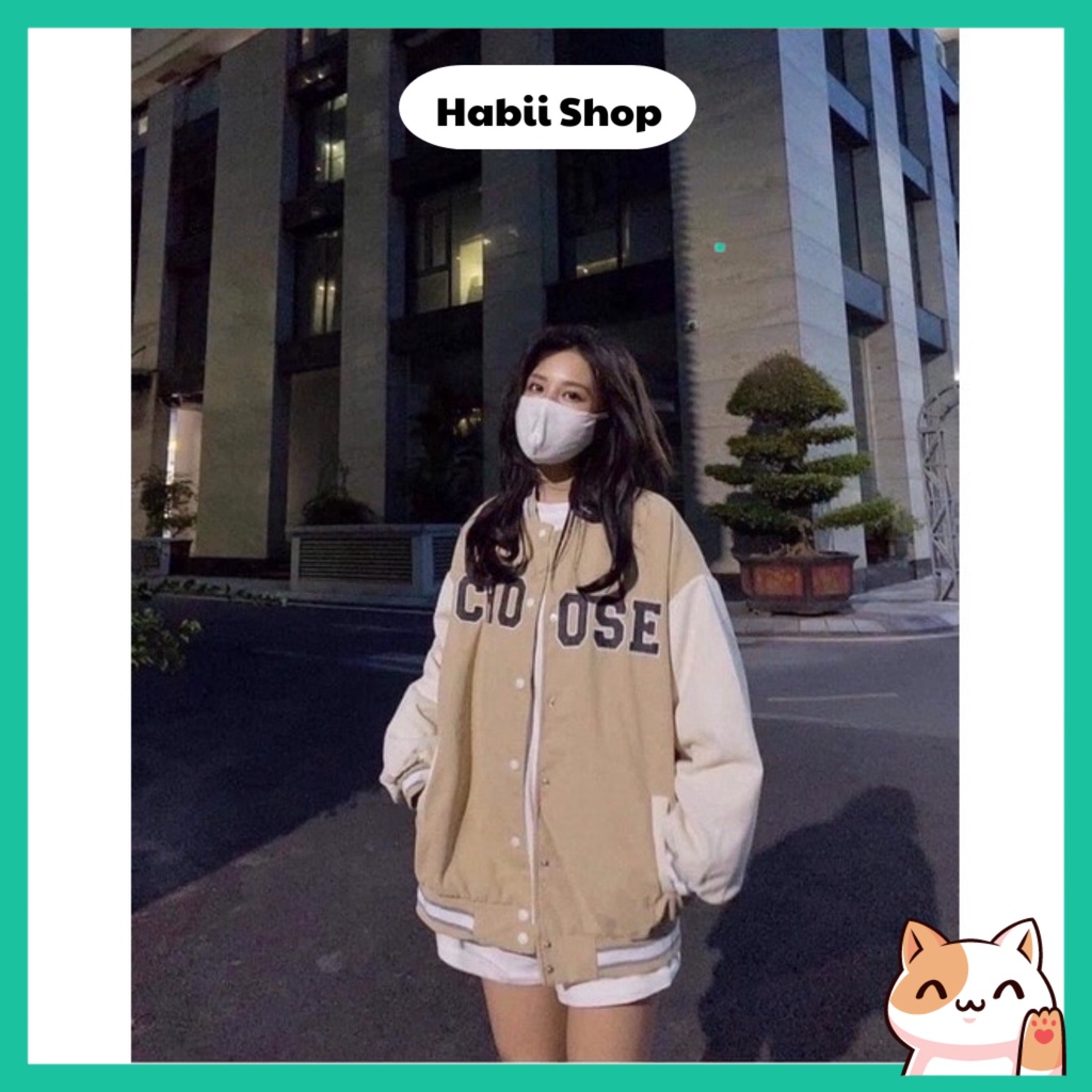 Áo bomber nữ nhung tăm CHOOSE đủ size - Áo khoác mùa đông nữ đẹp HABII AB01