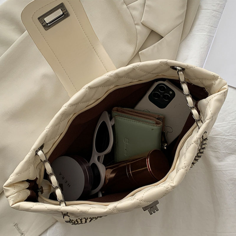 Túi Xách Da PU Đeo Chéo Có Khóa Hình Thoi Thời Trang Cho Nữ