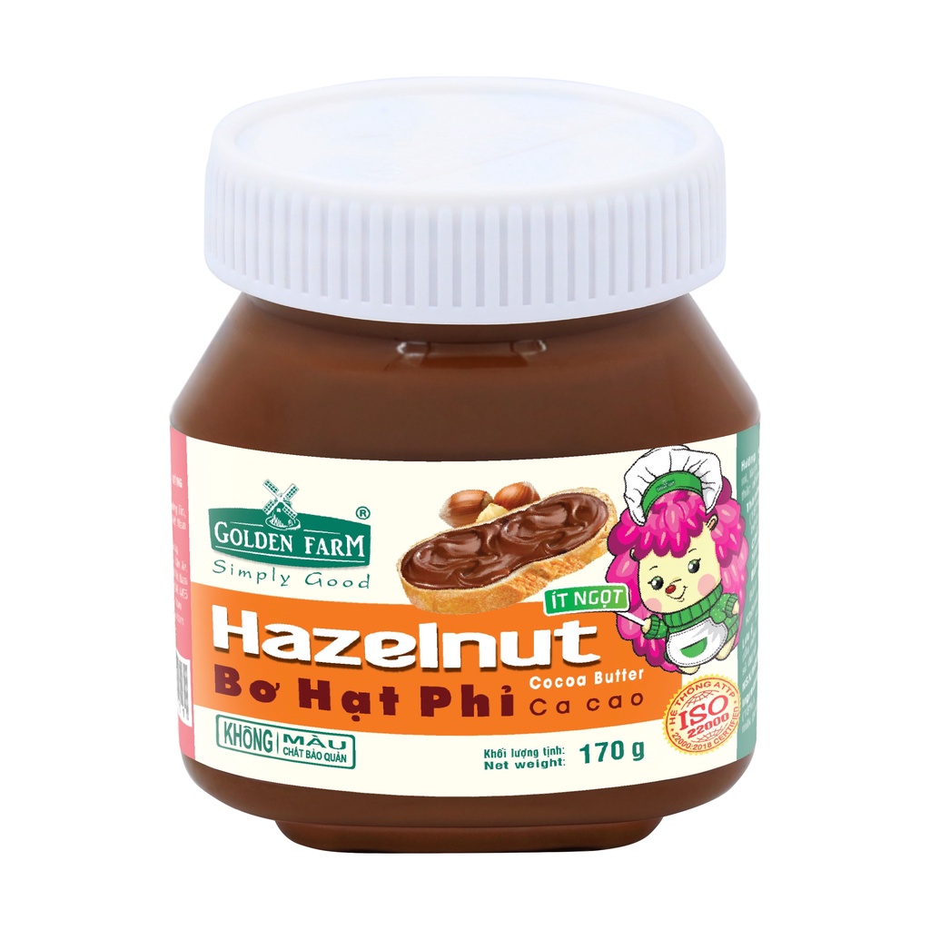 BƠ HẠT PHỈ CA CAO ÍT NGỌT GOLDEN FARM HAZELNUT COCOA BUTTER
