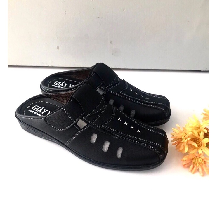 Giày sapo nam mẫu mới_da mềm_kiểu dáng đẹp_màu đen_có lổ thoáng mát