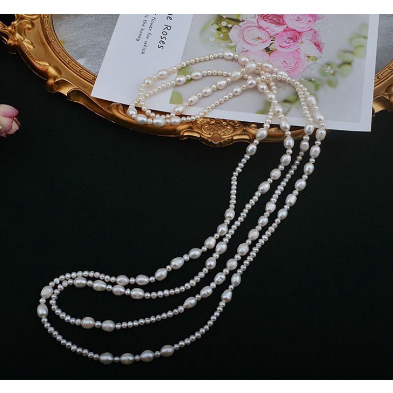 Dây chuyền hạt ngọc trai nhân tạo mix nhiều size 150cm cho nữ