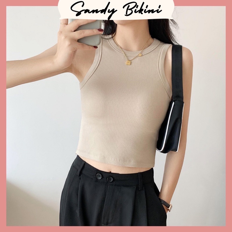 Áo Bra Croptop Cotton Thun Tăm Mềm Mại Năng Động Trẻ Trung
