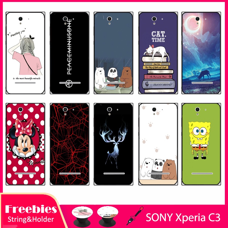 Ốp Điện Thoại Hình Hoạt Hình Có Dây Đeo Đệm Đỡ Cho SONY Xperia C3/S55T/S55U 5.5 inch