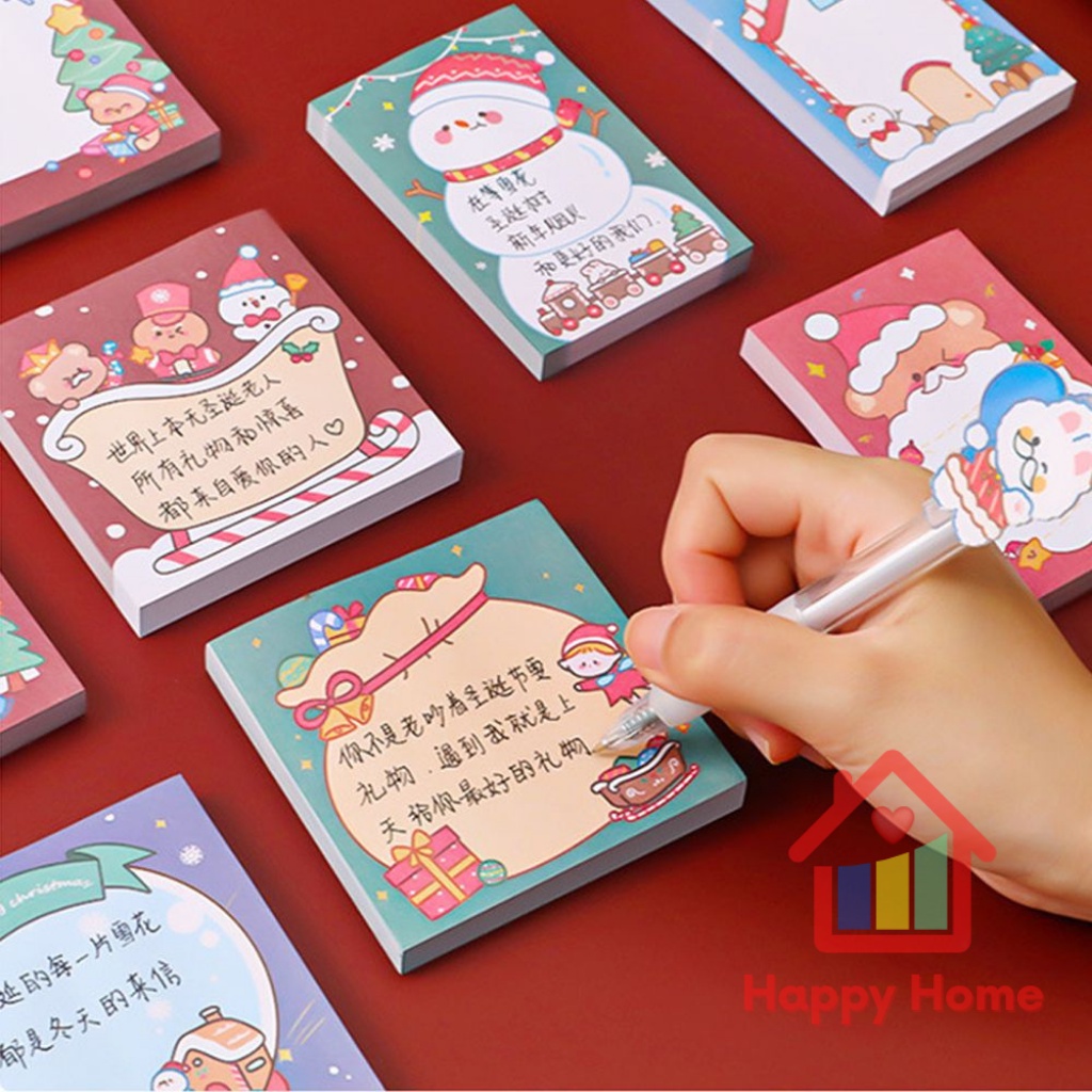 Giấy ghi chú tự dính họa tiết hoạt hình ông già noel dễ thương Happy Home