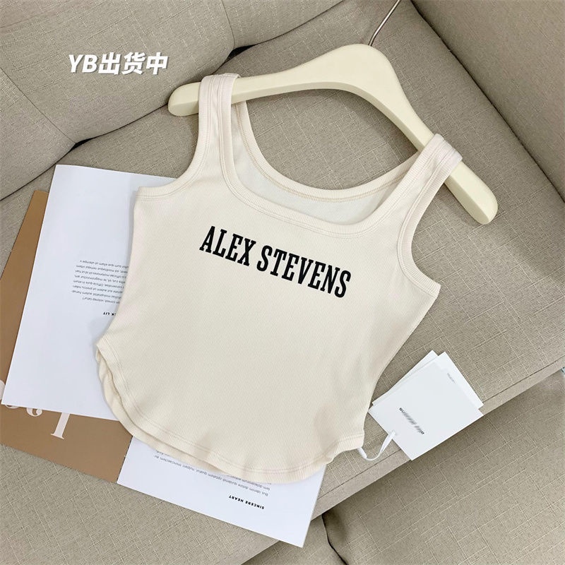 Áo tanktop COZOKC không tay cổ chữ U dáng ôm in chữ