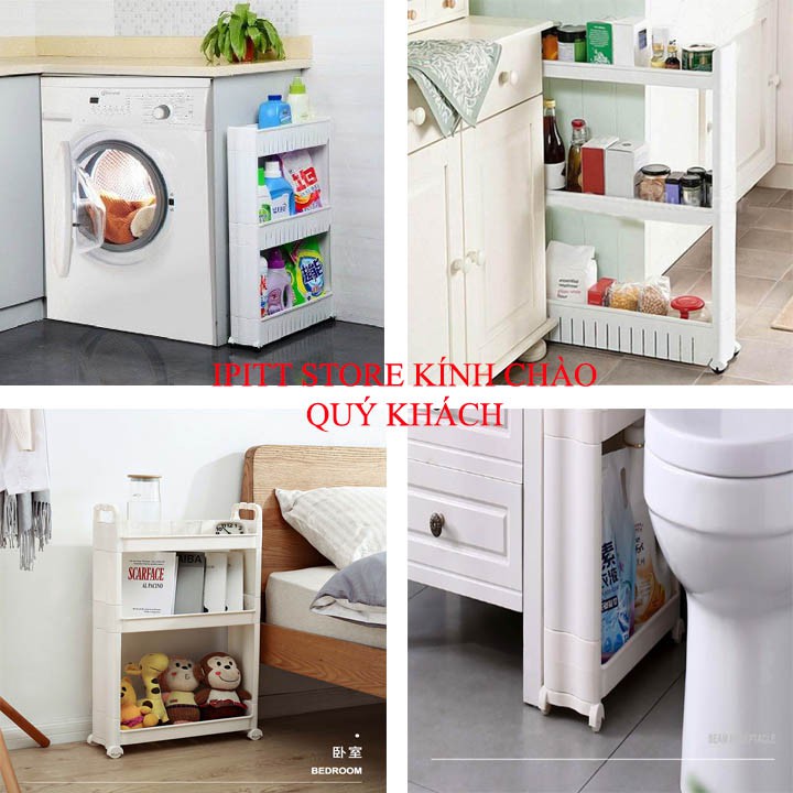 [ HOT HOT HOT] KỆ NHỰA ĐỂ TỦ LẠNH MÁY GIẶT PHÒNG TẮM 3 TẦNG CÓ BÁNH XE CHẤT LIỆU BỀN BỈ THÂN THIỆN MÔI TRƯỜNG