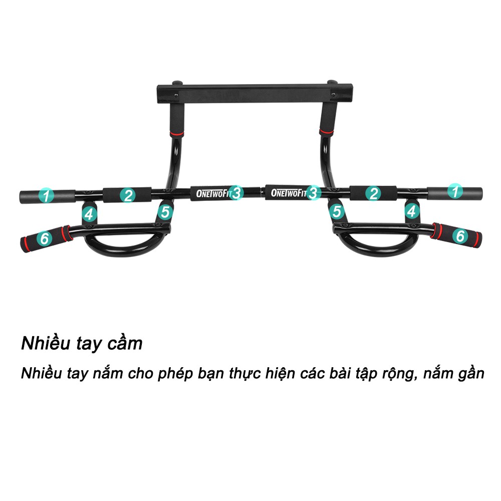 OneTwoFit thanh tập xà đơn Pull Up Bar Chin Up Bar Multi-Grip Body Workout Bar Exercise Strength Fitness Equipment OT005