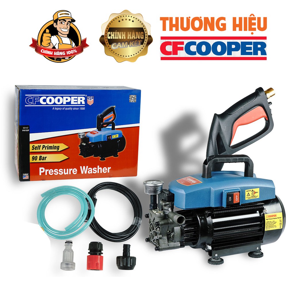 Máy bơm rửa xe mini gia đình,Máy xịt rửa xe cao áp CFCooper 1500w PW15SP