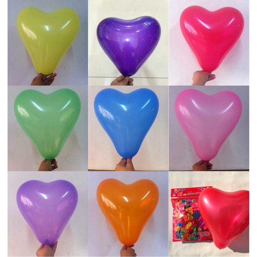 Bộ 10 bong bóng latex hình trái tim kích thước 10 inch dùng để trang trí tiệc cưới