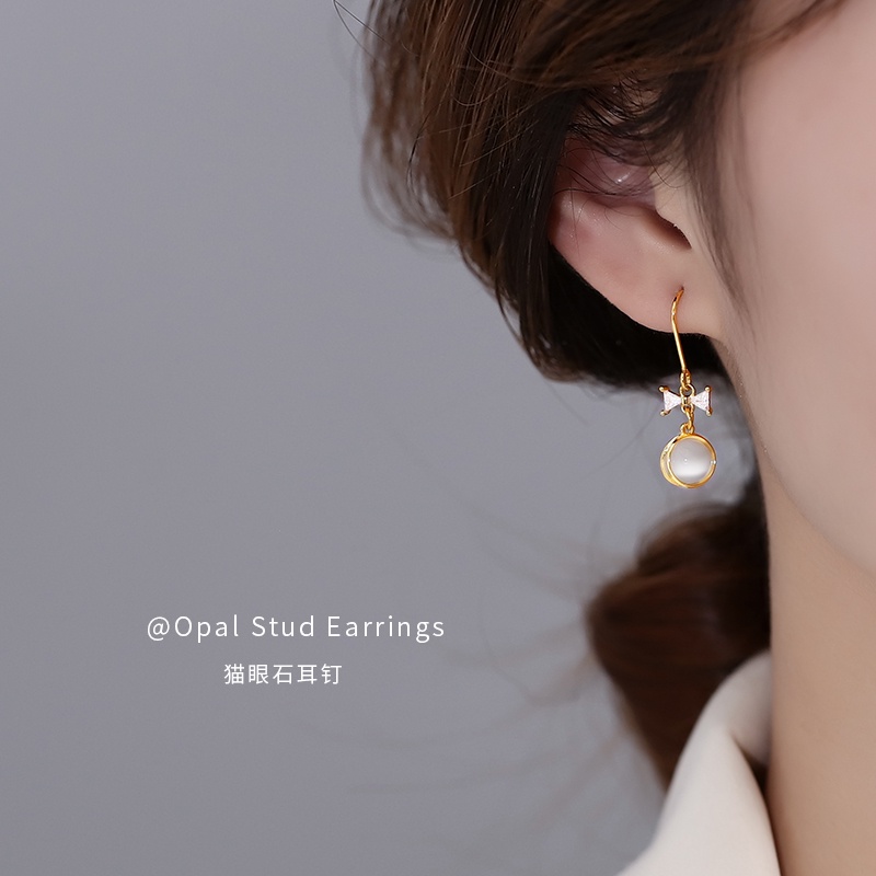 Đôi Khuyên Tai Dài Đính Đá Opan Thời Trang Thu Đông Hàn Quốc Cho Nữ