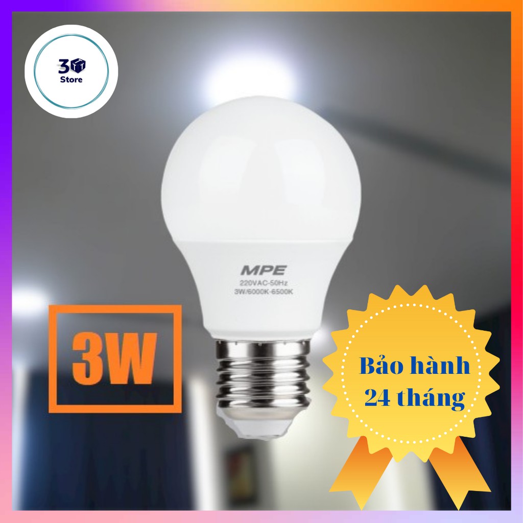 Đèn led bulb 3w MPE bảo hành 2 năm