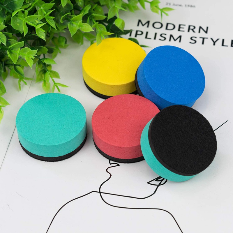 48 Pack Magnetic Whiteboard Dry Eraser Chalkboard Cleaner Round Shape Board Wiper for Classroom Home Office, 4 Colors