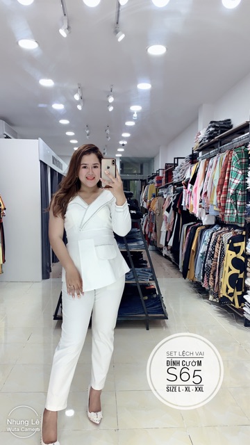 BIGSIZE Set lệch vai đính cườm S65