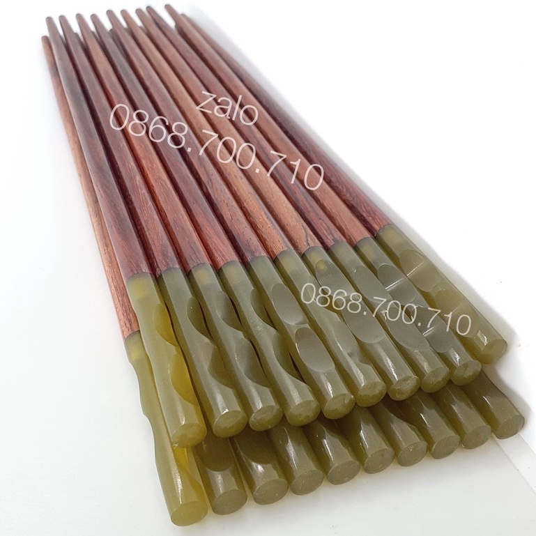 Bộ 10 đôi Đũa gỗ cẩm lai ta cao cấp - đầu gắn ốc biển cao cấp