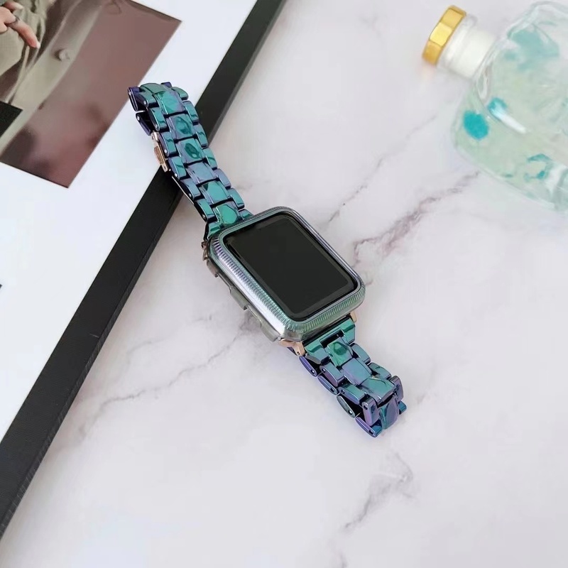 Dây Đeo Đồng Hồ Bằng Nhựa Trong Suốt Màu Laser Cầu Vồng Cho Apple Watch 7 41mm 45mm 38 40mm 42 44mm iWatch 7 6 5 se 4 3 2