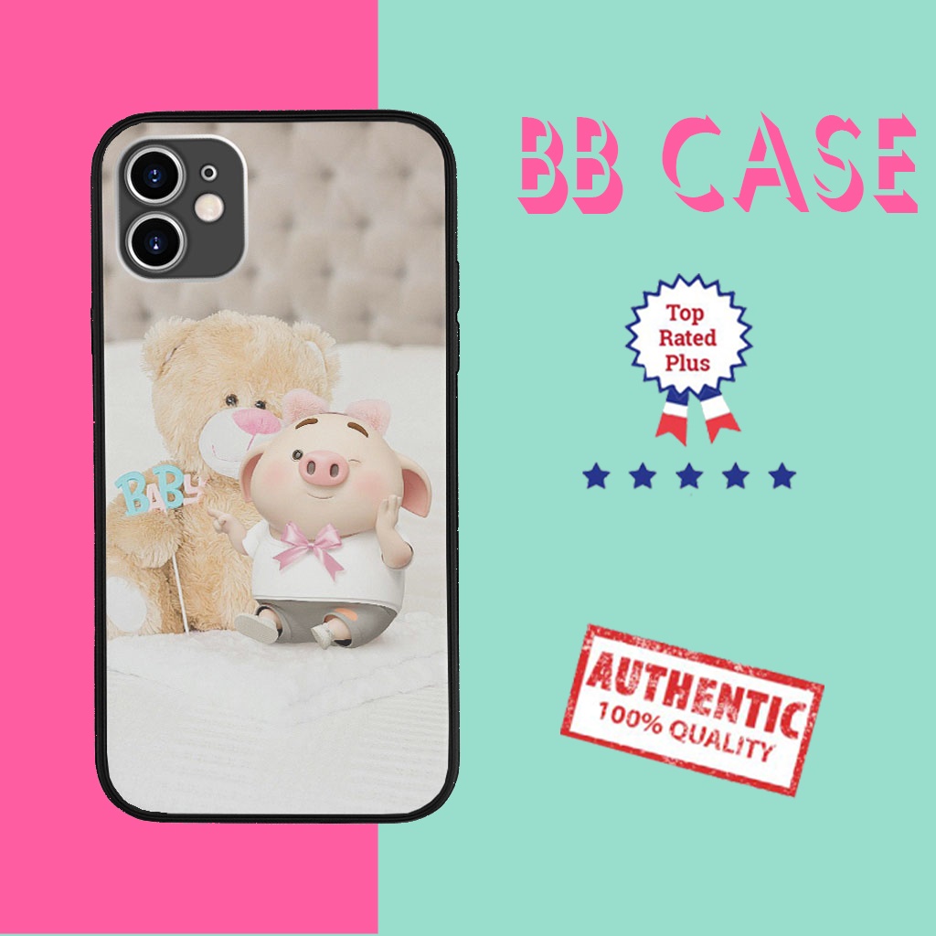 Ốp lưng bé lợn con ốp IP lợn con và gấu bông giá rẻ cho Iphone 6 7 8 Plus 11 12 13 mini Pro Max X Xr PIG20210087