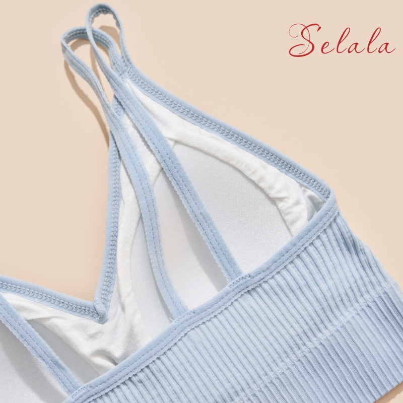 Áo Hai Dây Selala Gân Tăm Dây Quai 2 Bản Cá Tính Độc Đáo Dáng Ôm Đệm Sẵn 1cm 2S15