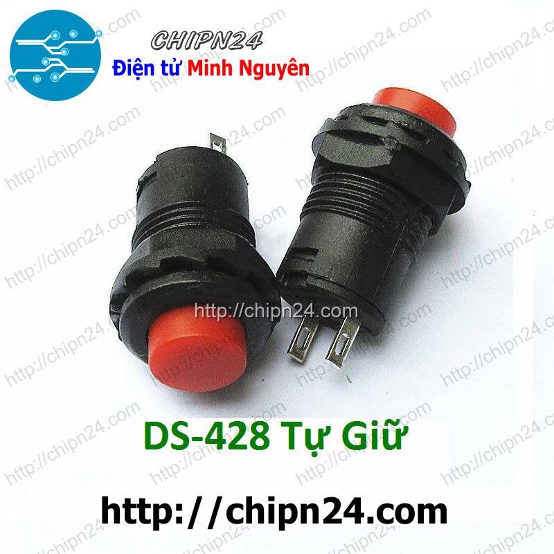 [2 CÁI] Nút nhấn Tự Giữ DS-428 Đỏ (Đường kính 12MM)