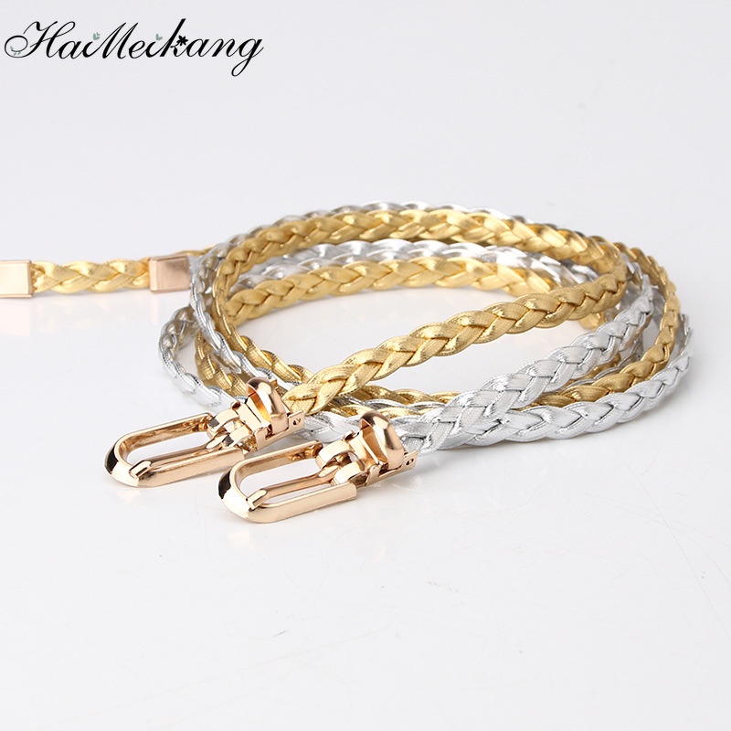 Haimeikang Thắt lưng nữ dây bện màu kẹo đơn giản thời trang