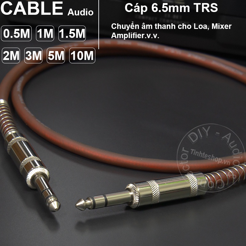 Cáp 2 đầu 6.5 stereo DIY 0.5M đến 5M - 6.35mm stereo male to 6.35mm male cable
